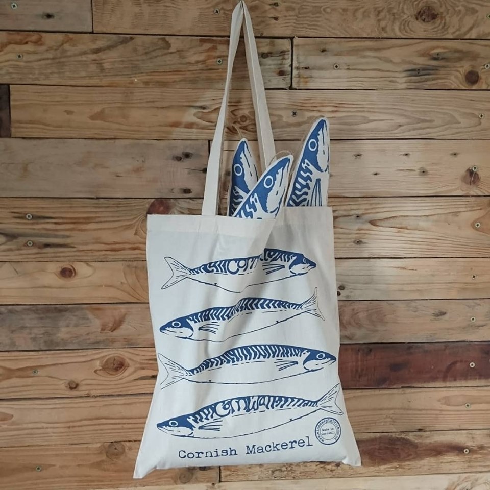 Cornish Mackerel tote bag - Click Image to Close